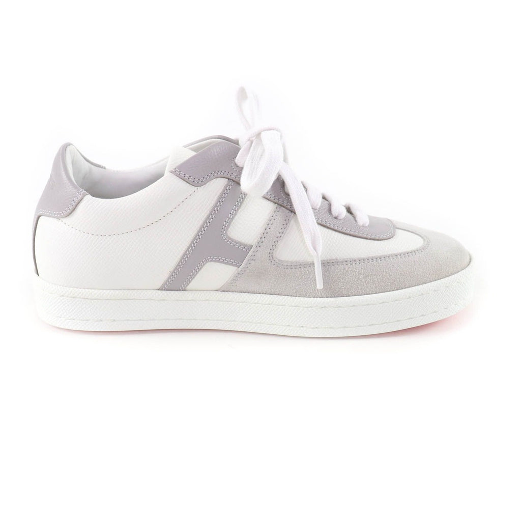 Hermes Boomerang Logo Suede Leather Lace Up Sneakers White Gray 35 — view 6
