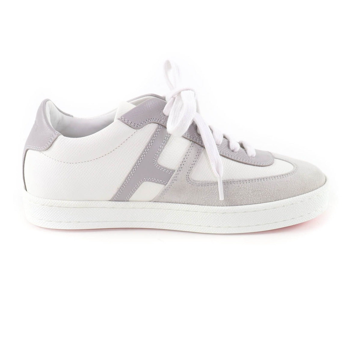 Hermes Boomerang Logo Suede Leather Lace Up Sneakers White Gray 35 — view 6