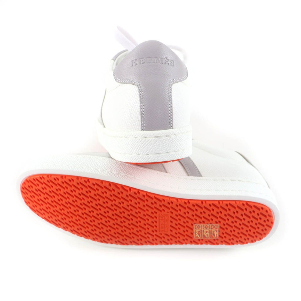 Hermes Boomerang Logo Suede Leather Lace Up Sneakers White Gray 35 — view 7