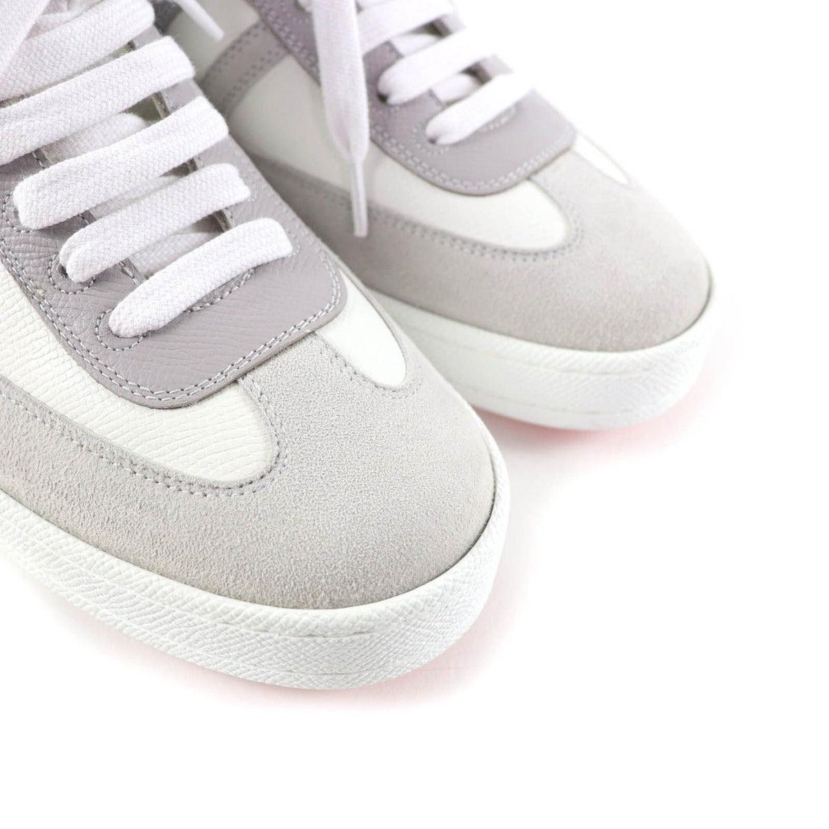 Hermes Boomerang Logo Suede Leather Lace Up Sneakers White Gray 35 — view 8