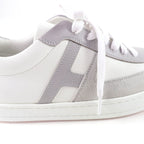 Hermes Boomerang Logo Suede Leather Lace Up Sneakers White Gray 35 — view 9