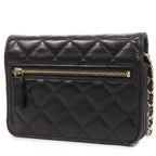 Chanel Chain Wallet Black Gold Lambskin Mini Quilted 15 Shoulder Bag — view 2