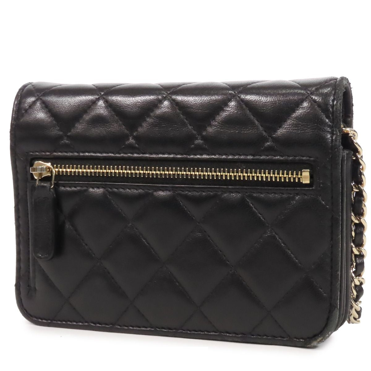 Chanel Chain Wallet Black Gold Lambskin Mini Quilted 15 Shoulder Bag — view 2