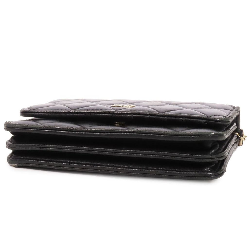 Chanel Chain Wallet Black Gold Lambskin Mini Quilted 15 Shoulder Bag — view 3