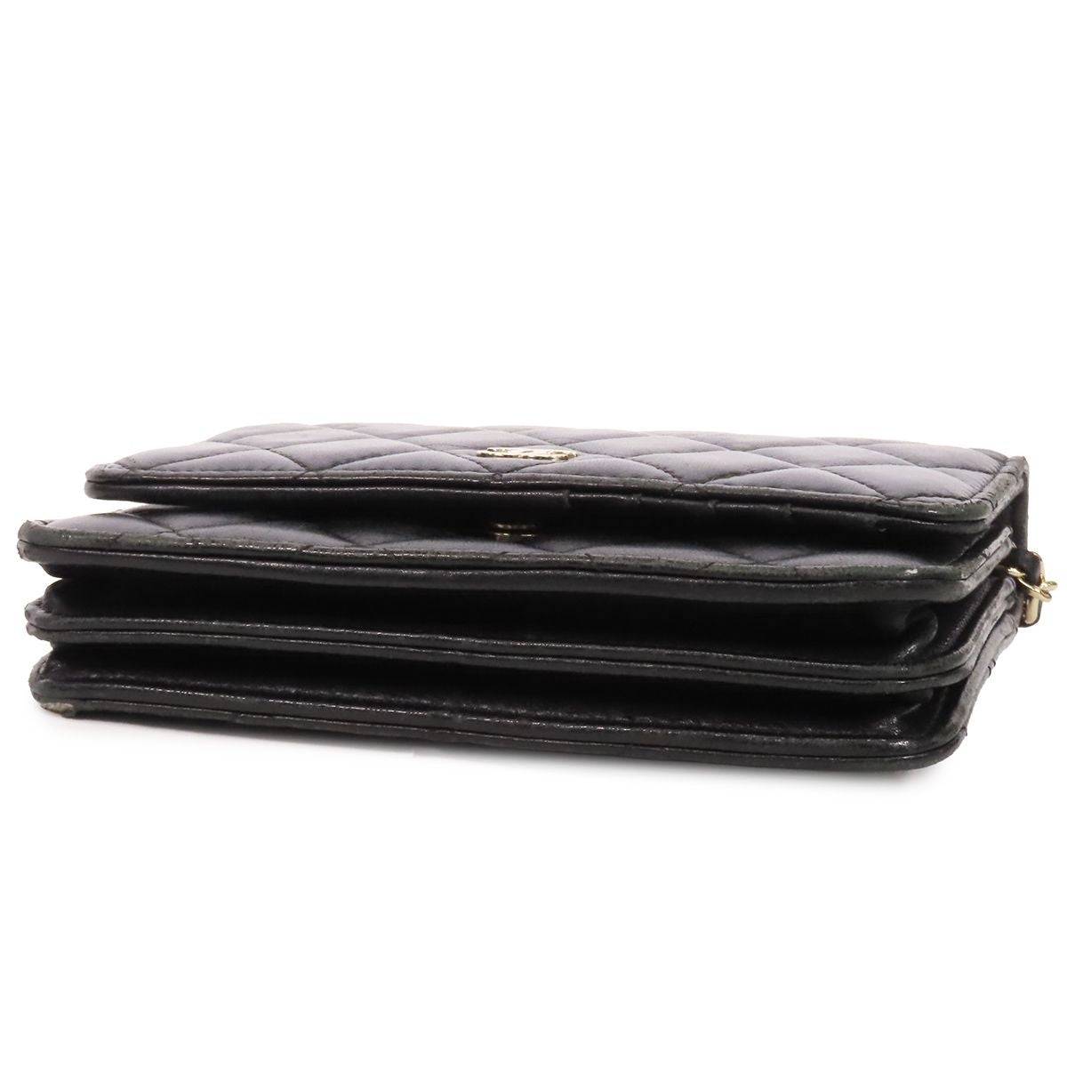 Chanel Chain Wallet Black Gold Lambskin Mini Quilted 15 Shoulder Bag — view 3