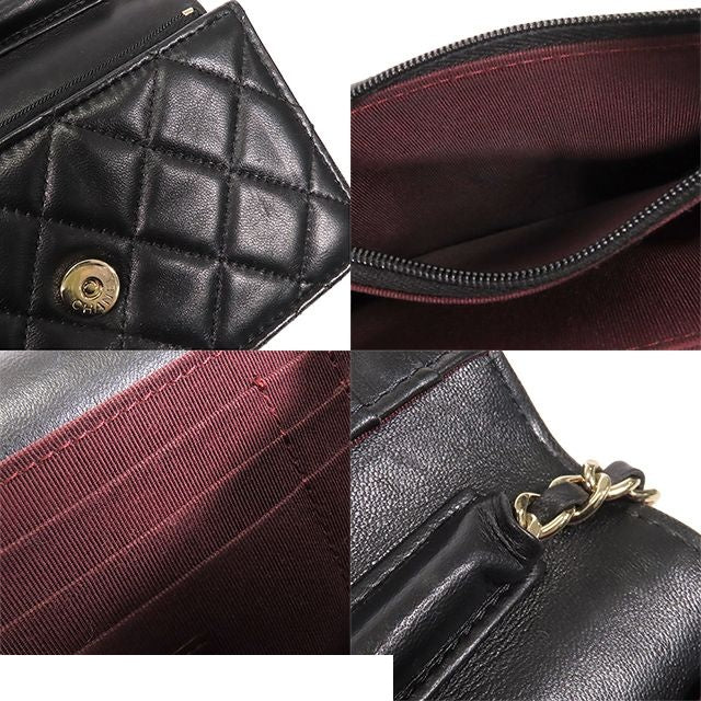 Chanel Chain Wallet Black Gold Lambskin Mini Quilted 15 Shoulder Bag — view 7