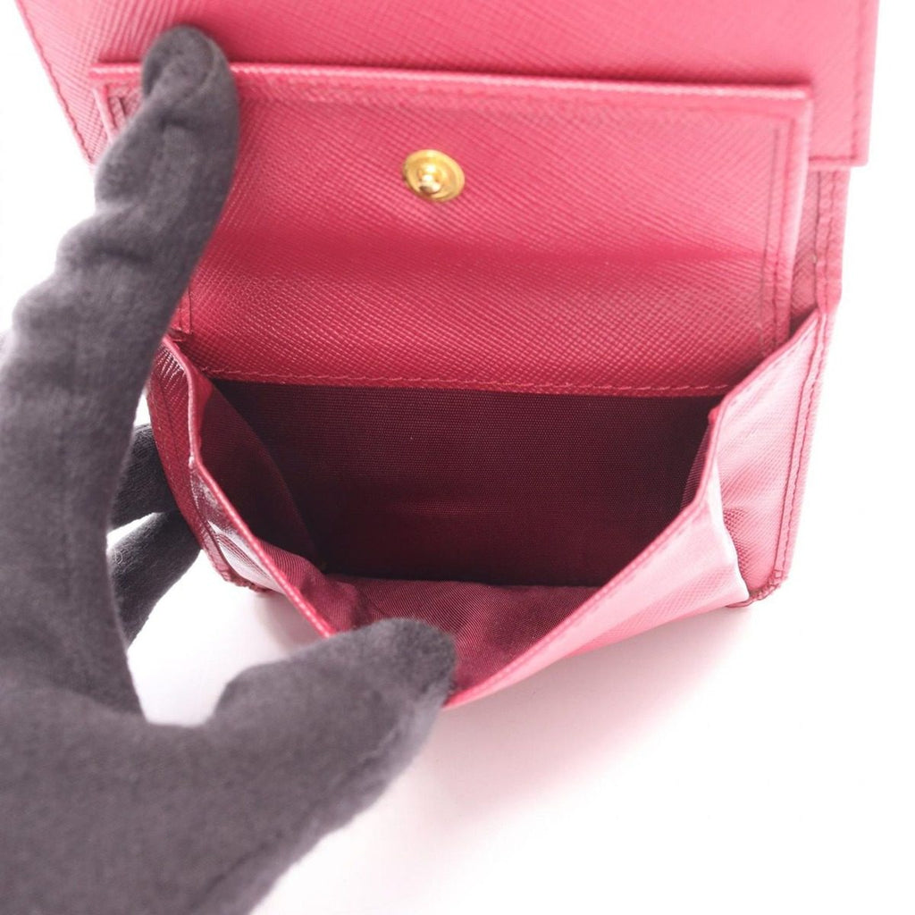 Prada Trifold Wallet Saffiano Magenta Leather — view 4