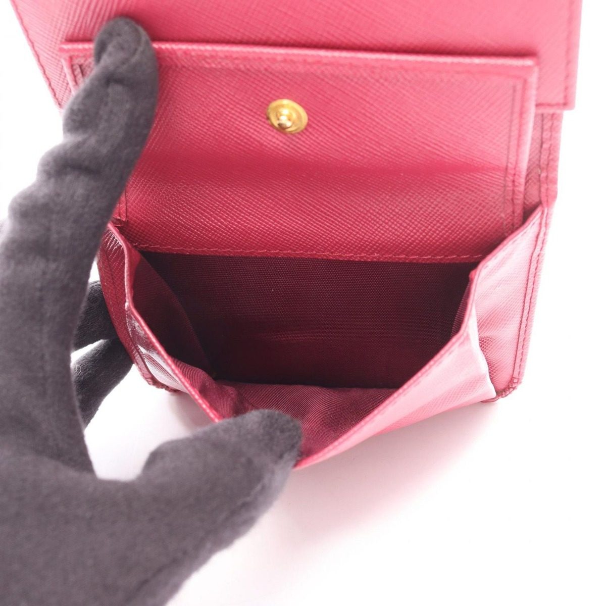 Prada Trifold Wallet Saffiano Magenta Leather — view 4