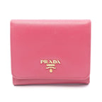 Prada Trifold Wallet Saffiano Magenta Leather
