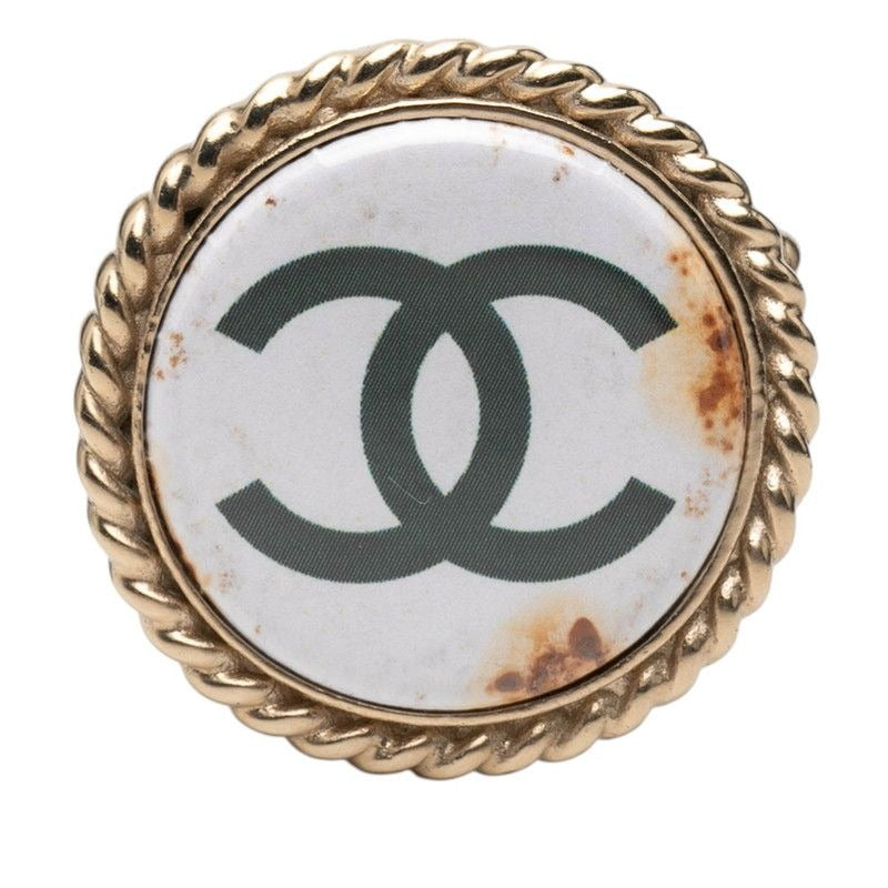 Chanel CC Logo Gold White Plated Shoulder Bag