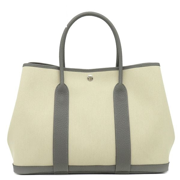 Hermes Tote Bag Garden Party PM 36 Toile Ash Negonda Ecru Grimeyer Silver