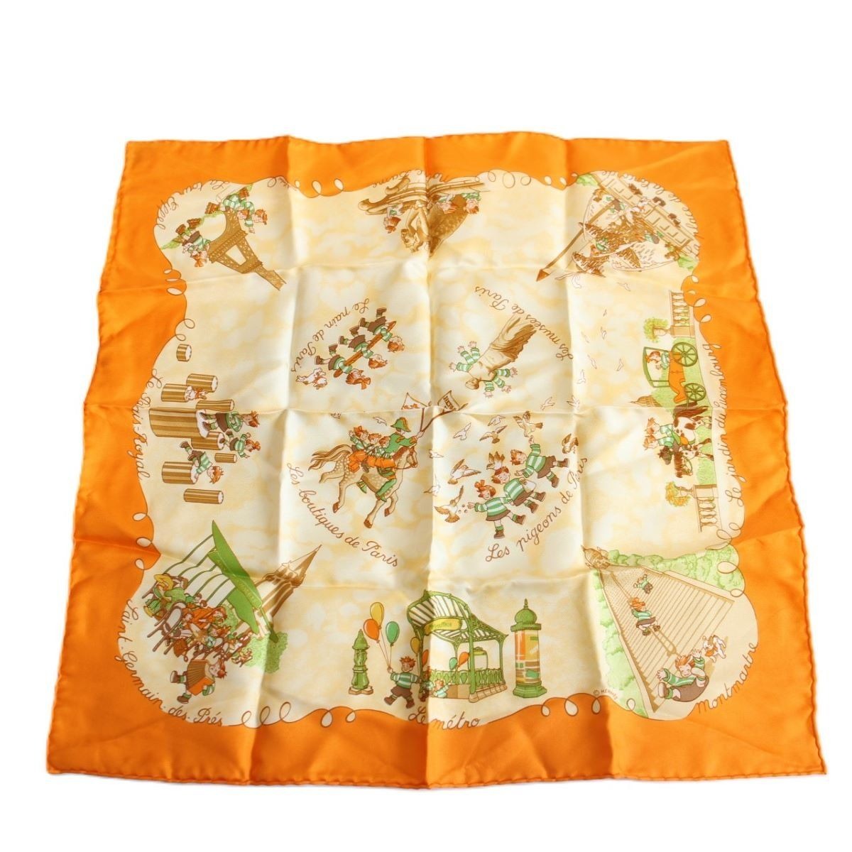 Hermes Carre 45 Gavroche Scarf les Triples Mischievous Triplets Silk