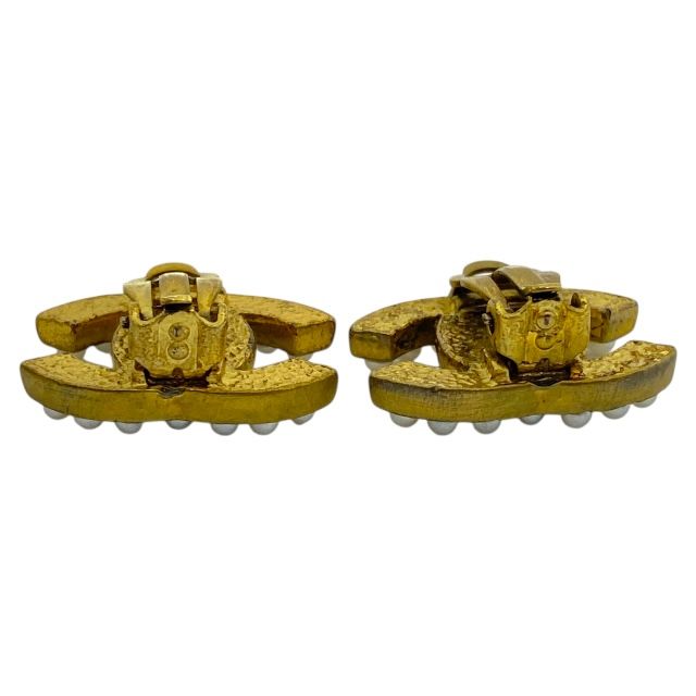Chanel Earrings 01 A Coco Mark Faux Pearl Gold GP Accessories Jewelry — view 6