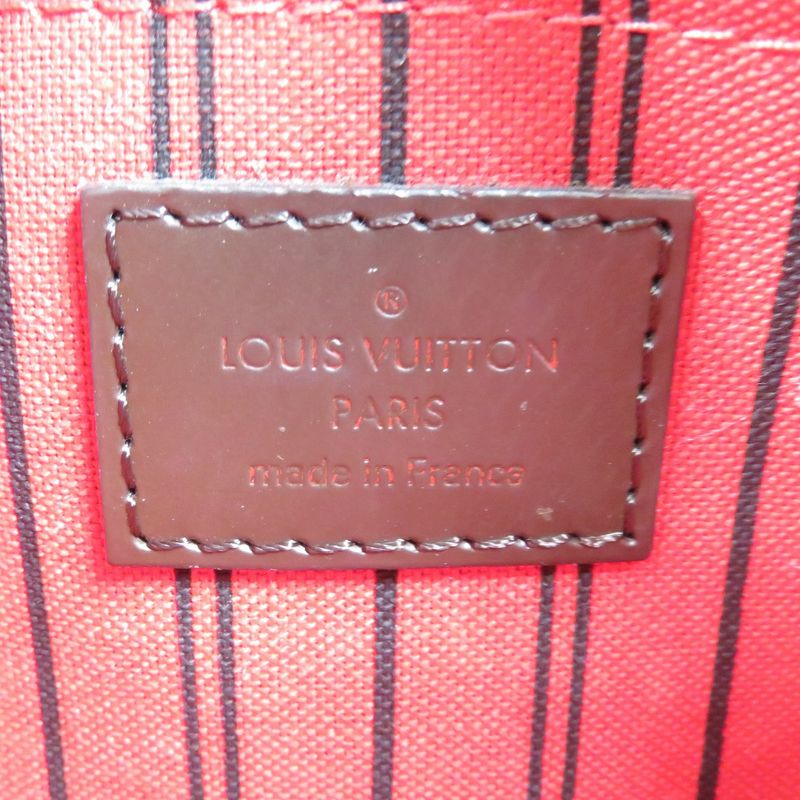 Louis Vuitton Damier Neverfull Pouch For PM Canvas Gold Hardware Brown — view 5