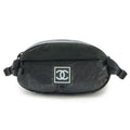 Chanel Sports Line Waist Pouch Bag Body Rubber Suede Black