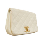 Chanel Shoulder Bag Quilted Leather White Gold — view 2