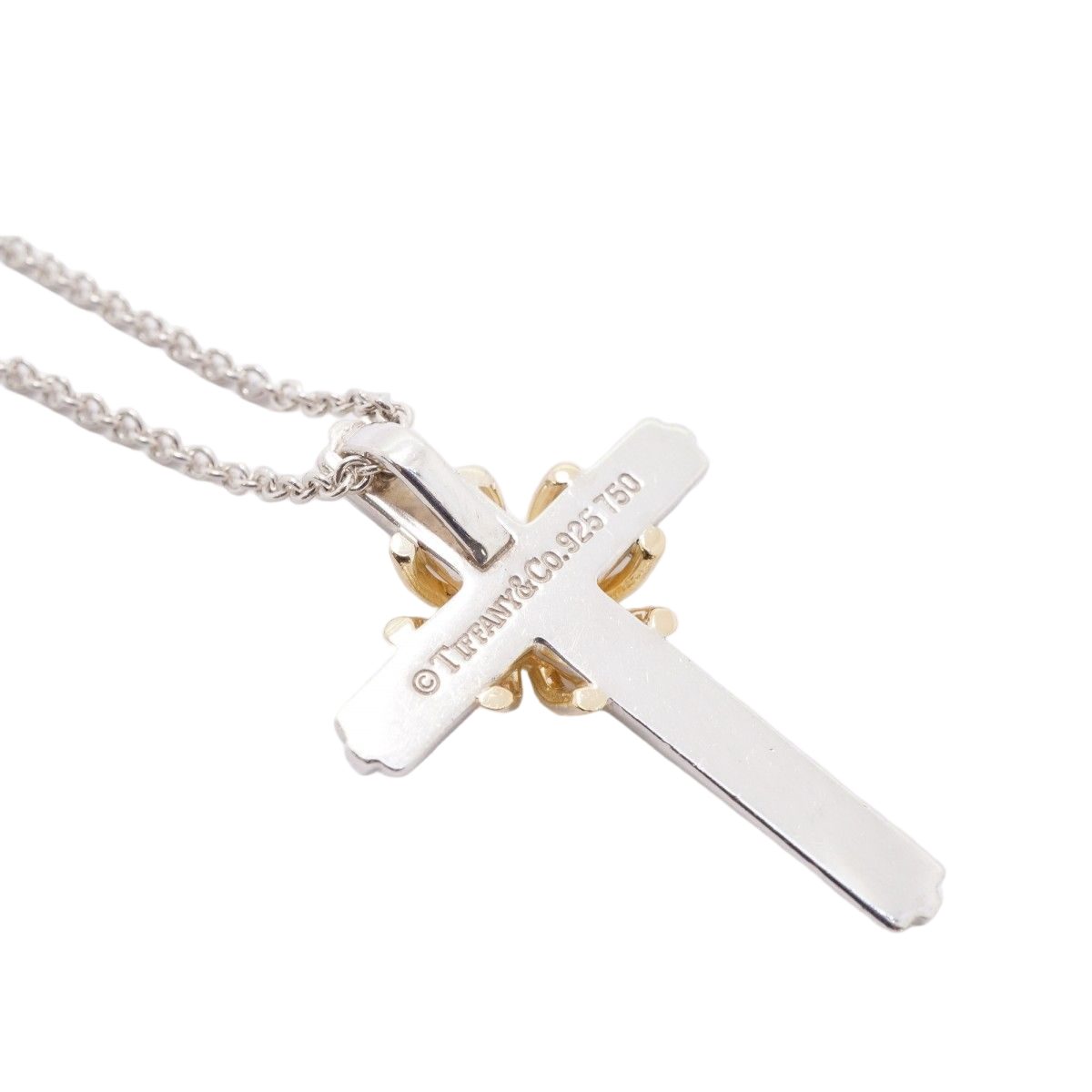 Tiffany & Co Necklace Signature Cross 18k Yellow Gold Silver — view 2
