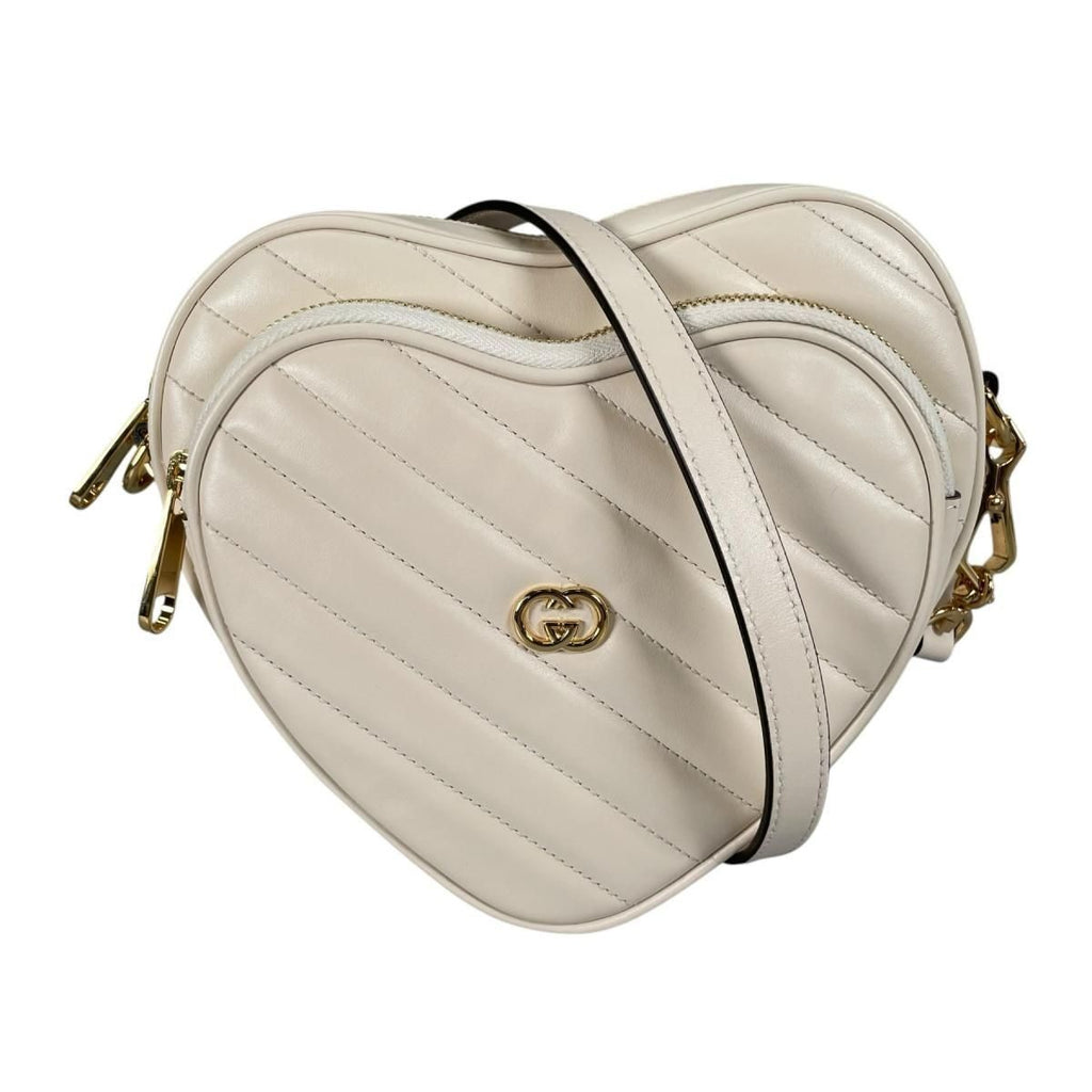 Gucci Heart Chain Shoulder Bag Interlocking White