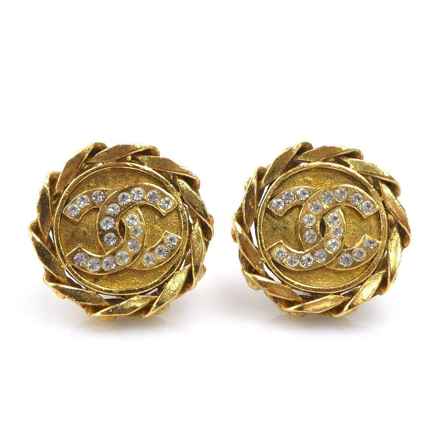 Chanel Earrings CC Logo Gold Plated