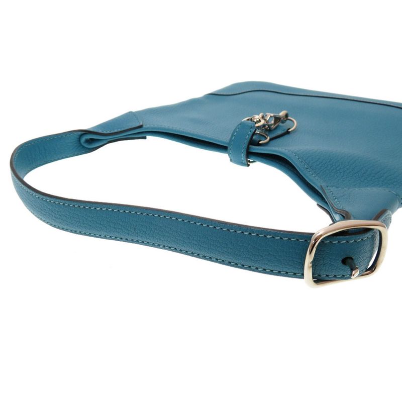 Hermes Trim 24 Chevre Turquoise Silver Hardware Shoulder Bag Blue — view 5
