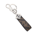 Fendi Key Holder FF Square Zucca Dark Brown Canvas Ring — view 2