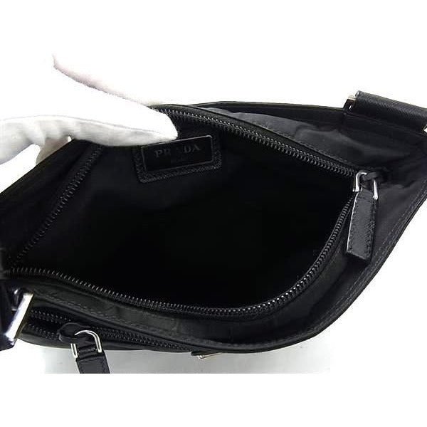 Prada Shoulder Bag Triangle Logo Black Tessuto Nylon Mark — view 3