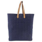 Hermes Amedaba GM Leather Canvas Tote Shoulder Navy
