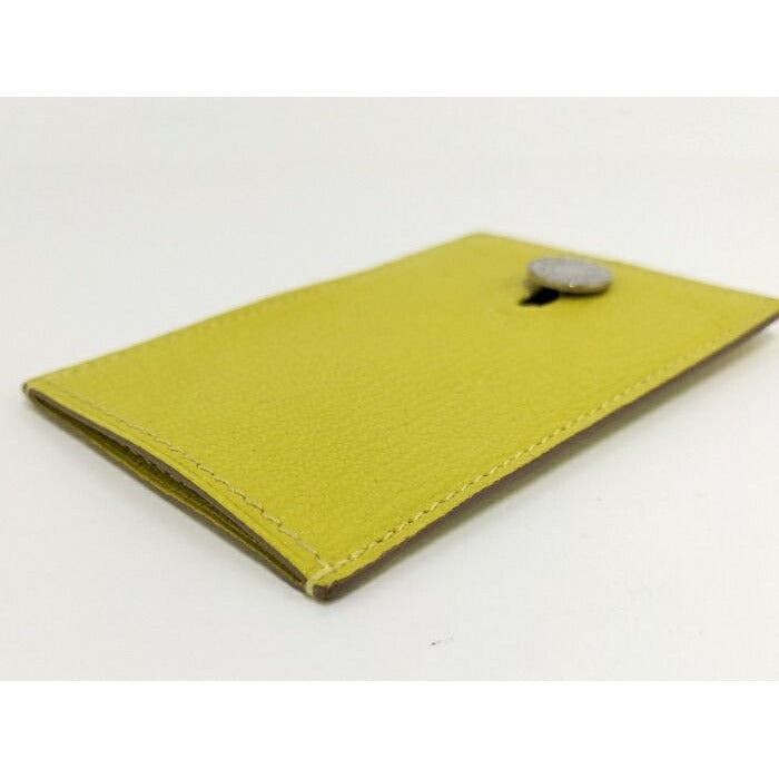 Hermes Diablo Card Case Chevre Leather Yellow Stamped — view 3