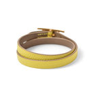 Hermes Bangle Bracelet Leather Api 3-strand Yellow Soldes Souffle Vaux — view 3