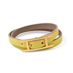 Hermes Bangle Bracelet Leather Api 3-strand Yellow Soldes Souffle Vaux — view 4