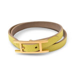 Hermes Bangle Bracelet Leather Api 3-strand Yellow Soldes Souffle Vaux