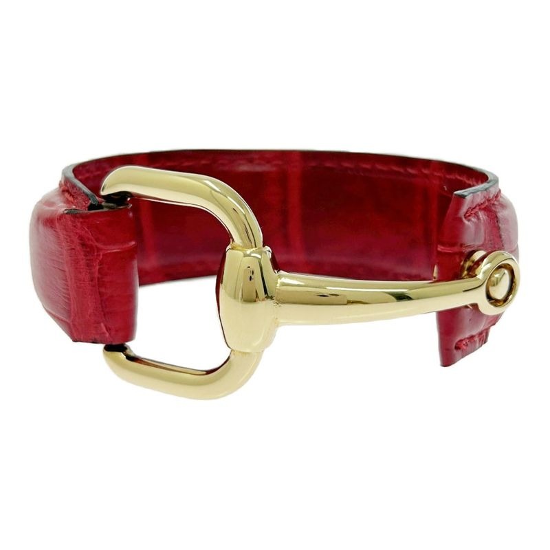 Gucci GP Leather Horsebit Bangle Red — view 2