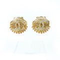 Chanel G23 C Coco Mark Shell Design Earrings With Rhinestones