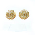 Chanel G23 C Coco Mark Shell Design Earrings With Rhinestones