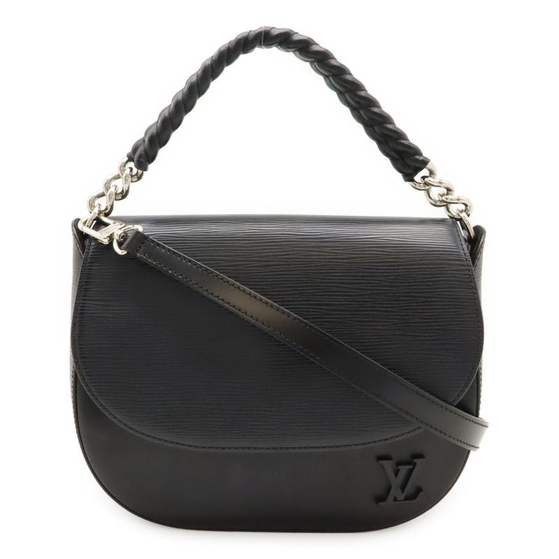 Louis Vuitton Epi Luna Handbag 2-Way Shoulder Bag Noir Black Silver Hardware