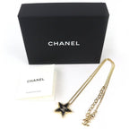 Chanel Crystal CC Logo Star Necklace Pendant Gold Black — view 2