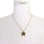 Chanel Crystal CC Logo Star Necklace Pendant Gold Black — view 3
