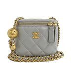 Chanel Small Vanity Case Ap1447 Lambskin Gray Gdhardware Chain — view 2