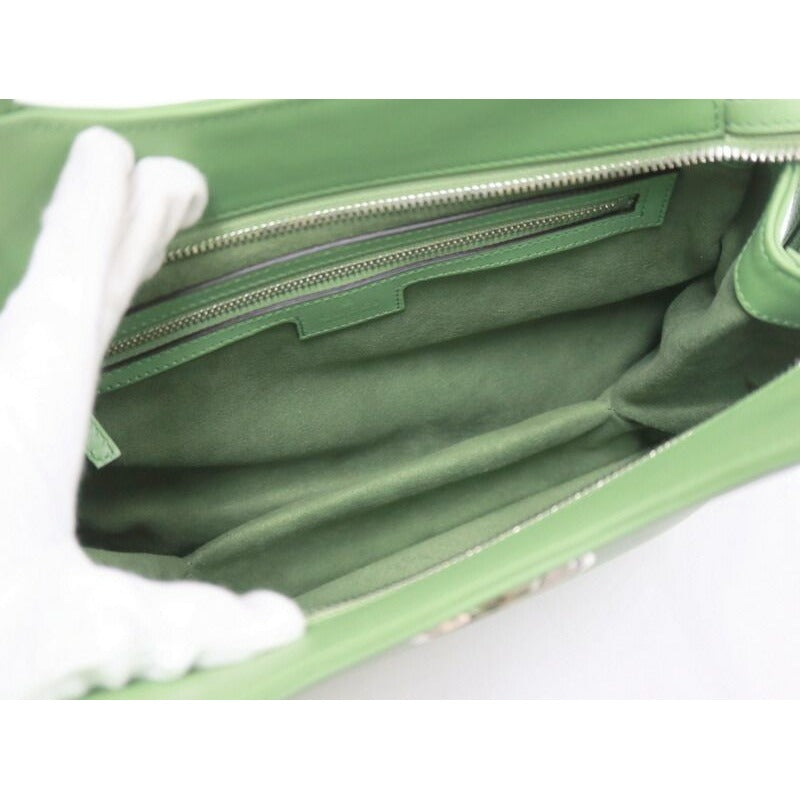 Gucci Petit GG 2-Way Handbag Leather Green Silver — view 5