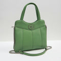 Gucci Petit GG 2-Way Handbag Leather Green Silver
