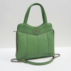 Gucci Petit GG 2-Way Handbag Leather Green Silver