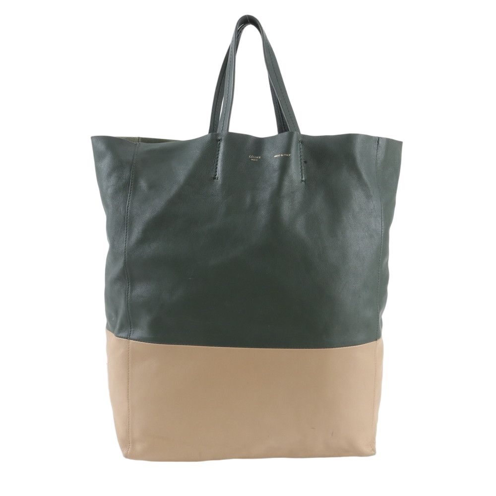 Celine Horizontal Cabas Bicolor Leather Tote Shoulder Hand