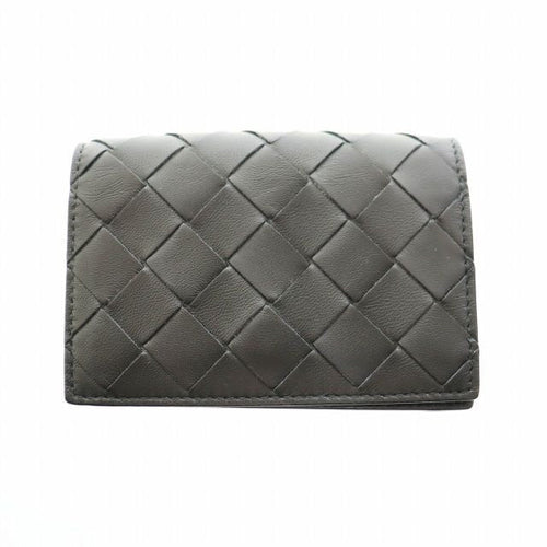 Bottega Veneta Intrecciato Leather Flap Card Case Black — view 2