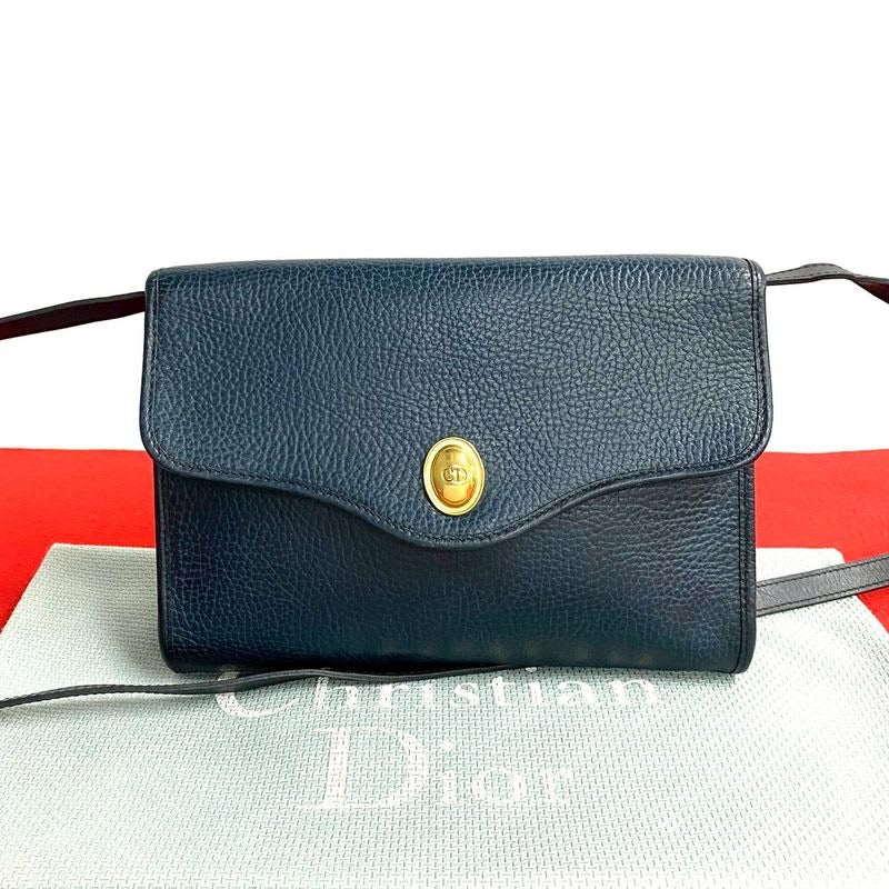 Christian Dior CD Logo Hardware Leather Shoulder Bag Pochette