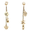 Chanel Gold CC Logo Clover Chain Pearce Earrings