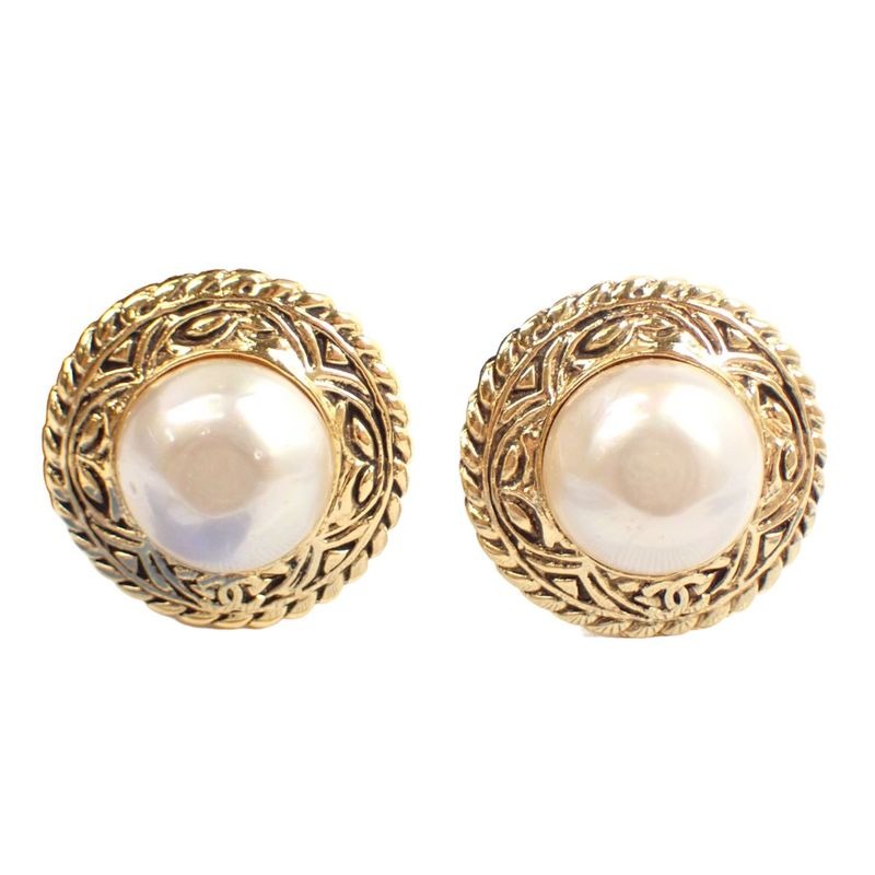 Chanel Engraved Large GP Earrings — view 2