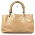 Chanel Shoulder Bag CC Logo Caviar Leather Beige