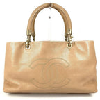 Chanel Shoulder Bag CC Logo Caviar Leather Beige