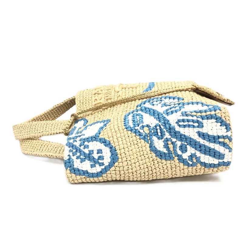Prada Handbag Logo St Barth's Island Limited Edition 1 Bg454 Raffia Beige — view 4