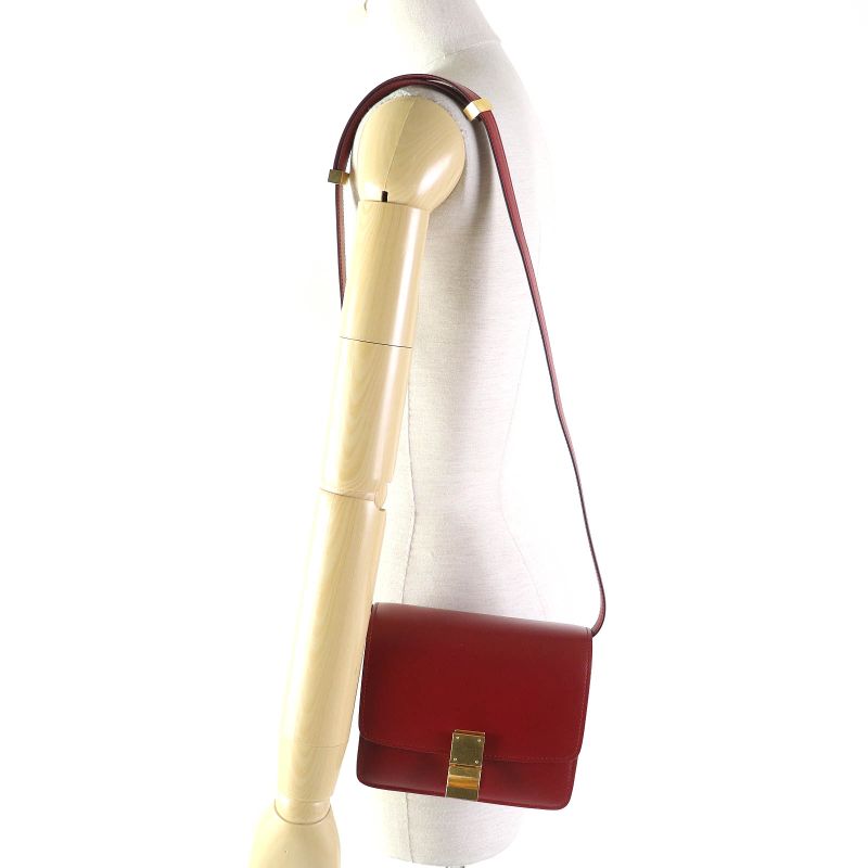 Celine dls Classic Box Small Leather Shoulder Bag Red — view 9